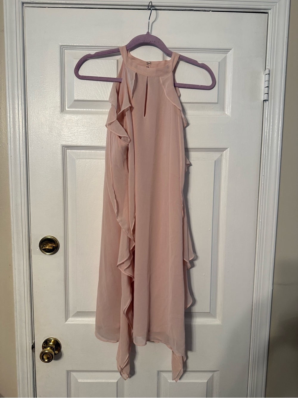 Bar III Blush Pink Ruffled Halter Dress
